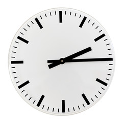 Black and white wall clock, quarter past two in the afternoon