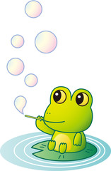 シャボン玉とカエル