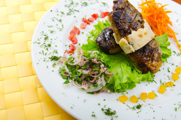 Meat cuisine - kebab served in plate