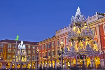 Fotobehang Nice Kerstnacht in Nice, Frankrijk