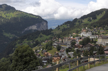 Village of Wengen above Lauterbrunnen Valley