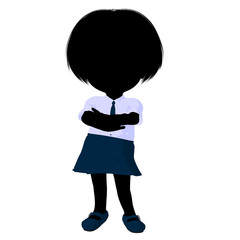 Little School Girl Illustration Silhouette