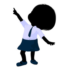 Little School Girl Illustration Silhouette