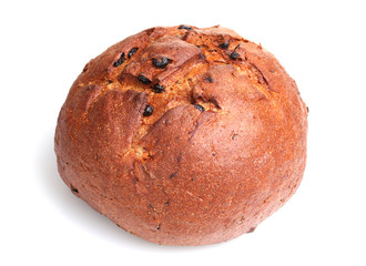 delicious round rye bread isolated on white