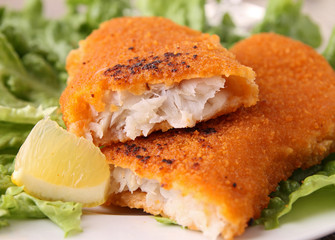 fried fish and salad
