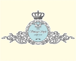 Label in the vintage style with a crown and a pattern frame