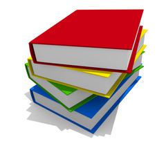 Colorful stacked books, 3d image