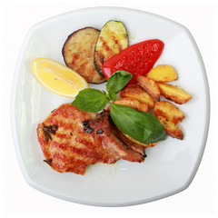 marinated grilled pork loin with vegetables