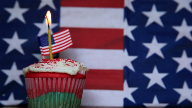 American birthday cupcake