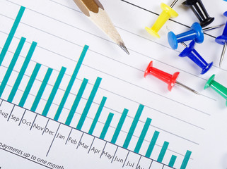 Graphs, charts, business table. The workplace of business people