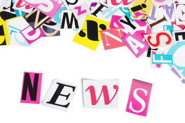 Word NEWS from newspaper letters