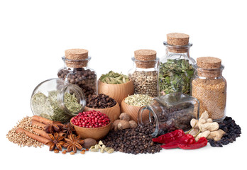 still life of different spices and herbs