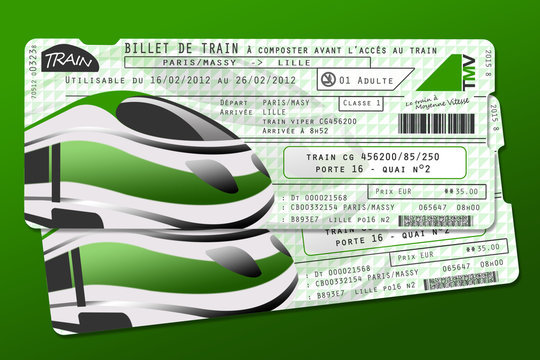 Deux billets de train vert &eacute;cologie