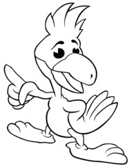 Cockatoo - Black and White Cartoon Illustration