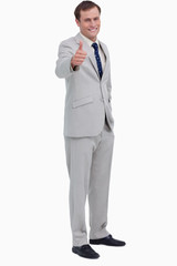 Smiling businessman giving his approval