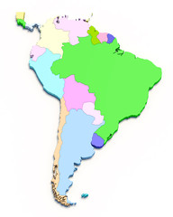 3D south america color map
