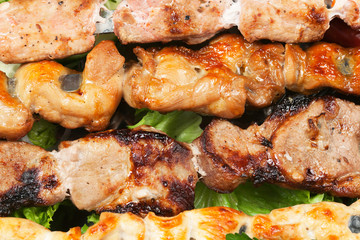 barbecue with sauce and vegetables