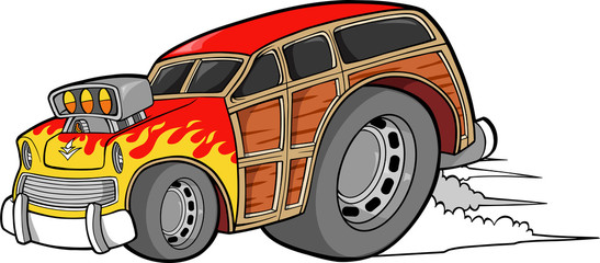 Woody Wagon Racer Car Vector