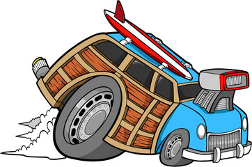 Woody Wagon Racer Car Vector