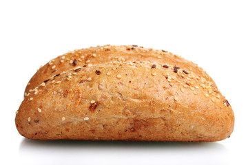delicious buns with sesame seeds isolated on white