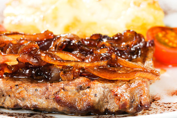 Gourmet grilled steak on a plate