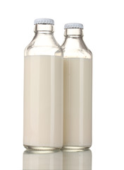 Two bottle of milk isolated on white