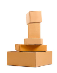Brown cardboard boxes isolated on white