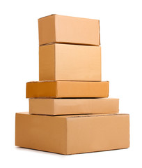 Brown cardboard boxes isolated on white