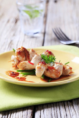 Chicken on sticks