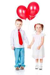 boy and girl with the red balloons