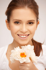 beautiful woman with white flower