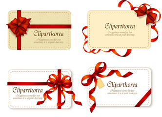 collection of card note with ribbon