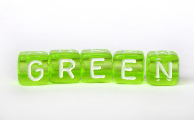 Text Green on colorful cubes