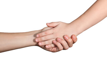Two hands isolated on a white background