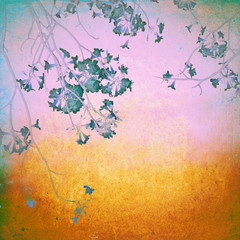 Grunge blossom flower on canvas texture