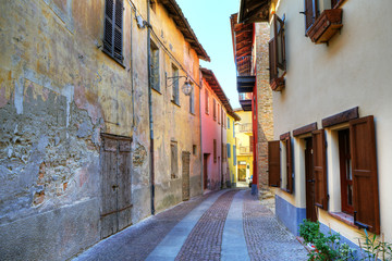 Narrow street. Serralunga D'Alba, Italy.
