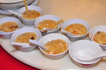 shark fin soup in the bowl