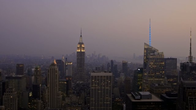 Timelapse View of New York City Downtown Sunset to Night