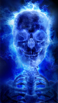Blue flaming skull