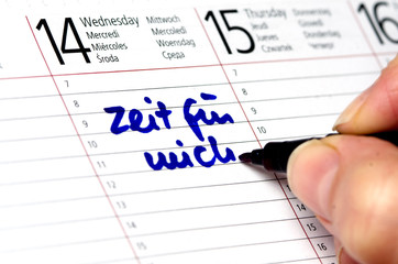 Kalender mit Eintrag Zeit für mich