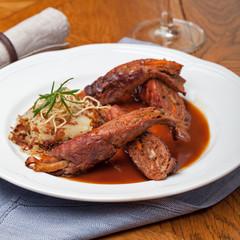 Traditional German Beef Rouladen Stuffed with Vegetable