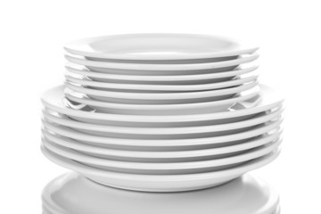 Clean plates isolated on white