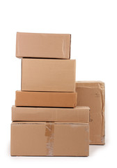 Brown cardboard boxes isolated on white