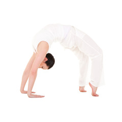 Young woman doing yoga exercise