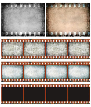 Grunge color filmstrip texture set