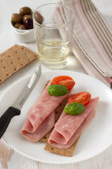 toasts with ham