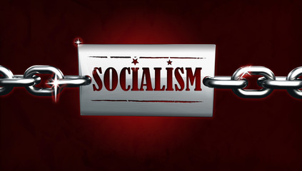 Socialism democracy headline sign chain symbol revolution - obrazy, fototapety, plakaty