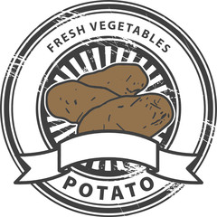 Stamp with Potato shape and the words Fresh Vegetables