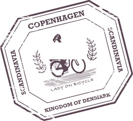 Stamp with word Copenhagen, Denmark inside, vector