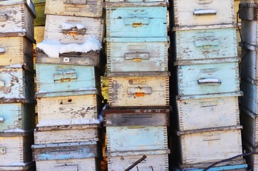 colored wooden boxes